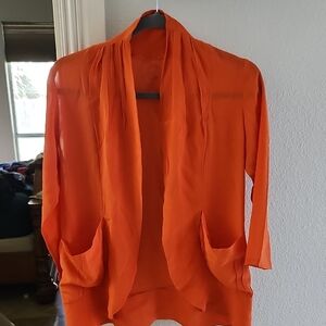 Vibrant Orange Sheer Cardigan